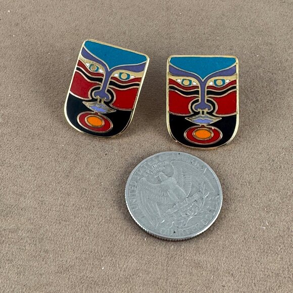 Vintage  Laurel Burch Enameled Earrings are signed MACHADO - Picture 4 of 6
